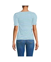 Lands' End Women's Puff Sleeve Mariner Square Neck Top