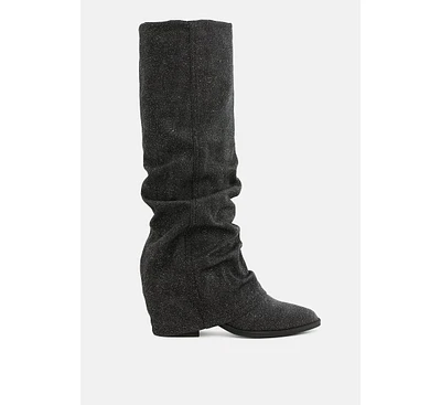 London Rag Capella Fold-Over Slouchy Denim Boot