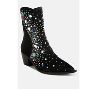 London Rag Starlit Multi Color Stones Embellished Boots