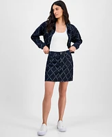 Hugo Women's Denim Chain-Logo-Print Mini Skirt