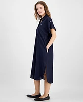 Nautica Jeans Women's Spread Collar V-Neck Side-Slit Dress