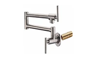 Slickblue Wall-Mount Pot Filler Faucet in Brushed Nickel Finish with Dual Swing Joints Design for Kitchen Use