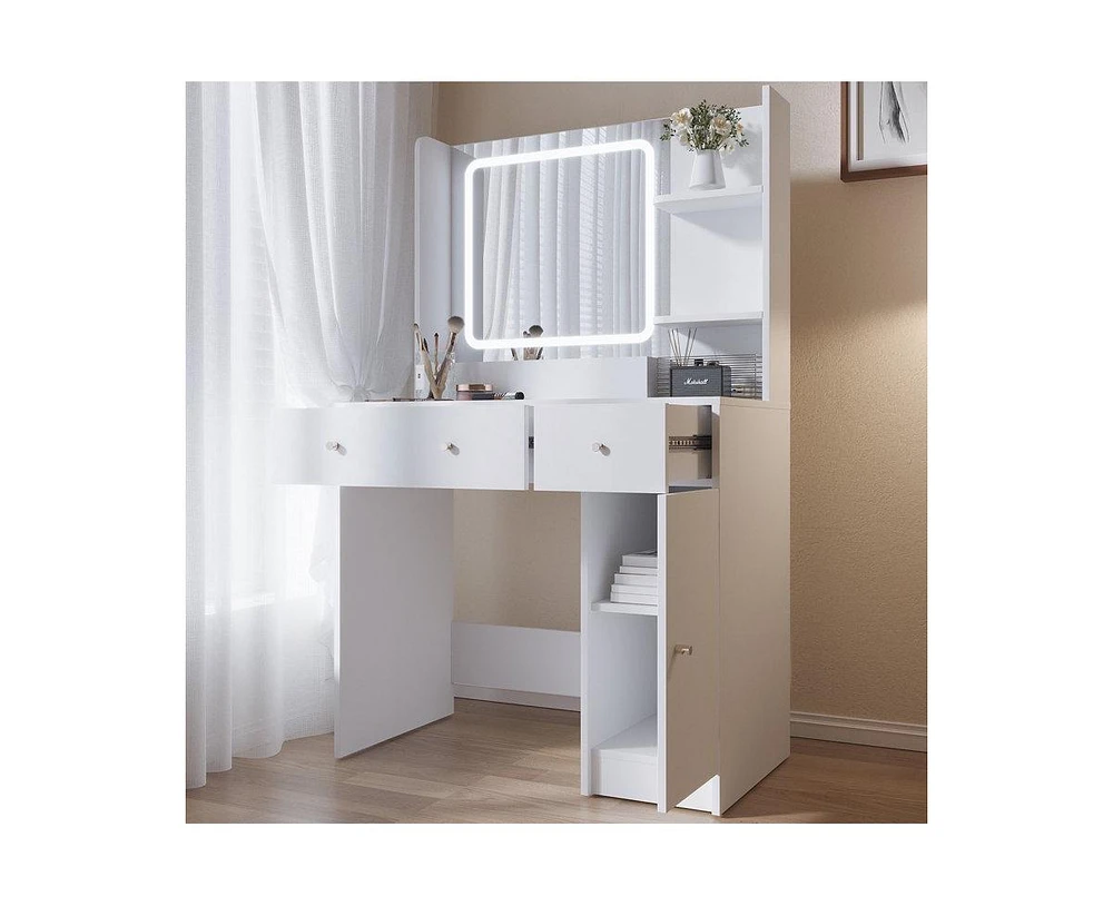 Sugift Large Modern Vanity Set with Three Level Storage Dresser