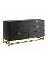 gaomon 6 Drawer Dresser For Bedroom, Modern Dressers & Chests Of Drawers, Wood Dresser Chest Organizer With Metal Legs, Large Drawers For Bedroom, Hal