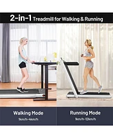 2.25 Hp 2-in-1 Folding Treadmill with Dual Touchscreen, Led Display & Smart Controls