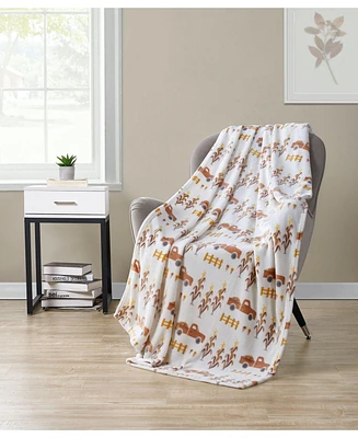 Kate Aurora Autumn Living Harvest Delivery Pick Up Trucks Ultra Soft & Plush Oversized Throw Blanket