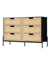 gaomon 6 Drawers Dresser for Bedroom, Spacious Storage, Wood Chest of Drawers with Metal Legs