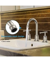 gaomon Classical 8 inch Bathroom Faucet, Bathroom faucets for Sink 3 Holes, Brushed Nickel 2 Packs