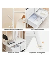 gaomon Clothing Rack With 4/6 Drawers, Freestanding Closet Organizer, Clothes Stand Dresser With Steel Frame & Wooden Top