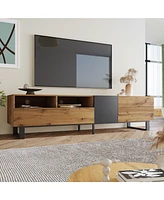 Slickblue Modern Tv Stand for 80-Inch with Double Storage Space, Media Console Table Organized Entertainment