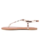 New York & Company Women's Kaia T-Strap Sandal With Metal Hardware