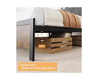 gaomon Queen Size Bed Frame with Ergonomic Headboard and Charging Station, Upholstered Platform Bed, Metal Industrial Bed Frame with Storage, No Box S