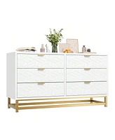gaomon Dresser For Bedroom, Large 6/7 Drawer Organizer With Golden Metal Handle And Legs, Modern Chest Of Drawers, Closet