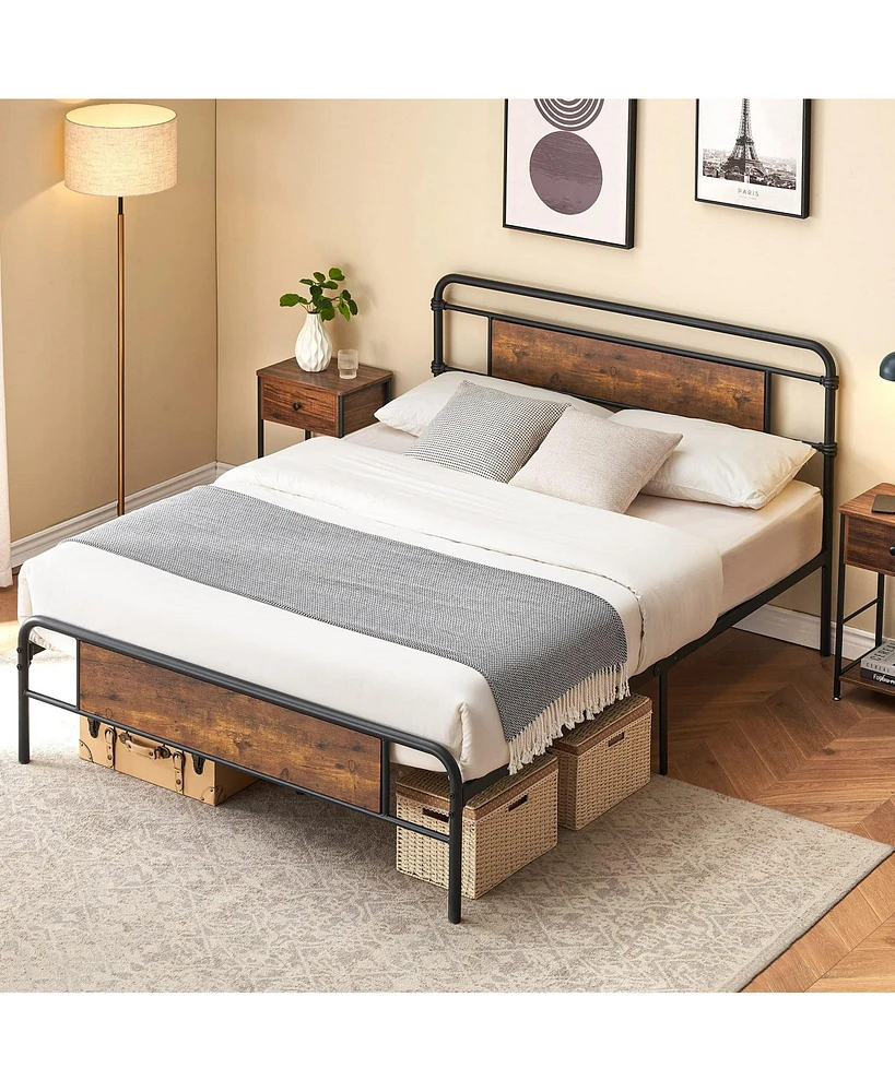 gaomon Queen Size Bed Frame - 13 Inch Metal Platform Bed Frame with Wood Headboard