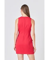 endless rose Women's Velvet Bow Mini Dress