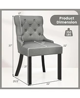 Gymax Upholstered Dining Chairs Set of 4 w/ Rubber Wood Legs Padded Seat Nailhead Trim