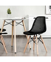 Gymax 2PCS Modern Dsw Dining Chair Office Home w/ Mesh Design Wooden Legs