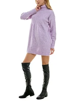 Crystal Doll Juniors' Diamond Knit Turtleneck Sweater Dress