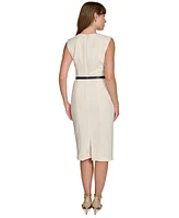 Tommy Hilfiger Women's Jacquard Belted Sheath Dress