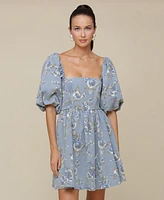 Avec Les Filles Women's Square-Neck Short-Sleeve Baby Doll Dress