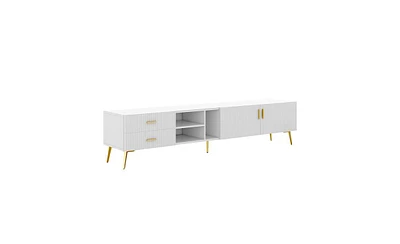 Slickblue Sleek Modern Tv Stand with 5 Sturdy Champagne-Gold Legs for Stylish Living Room Decor