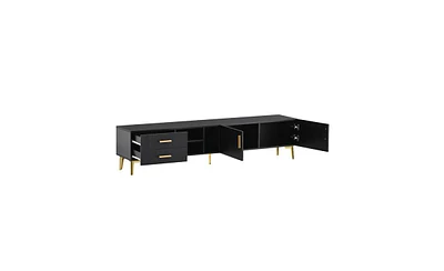 Slickblue Sleek Modern Tv Stand with 5 Sturdy Champagne-Gold Legs for Stylish Living Room Decor