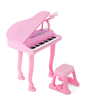 Gymax 37 Keys Kids Piano Keyboard Toy Toddler Musical Instrument w/ Stool & Microphone