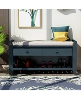 Slickblue Multipurpose Shoe Rack with Cushioned Seat and Drawers - Stylish Entryway Storage Bench