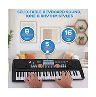 Pyle 49-Key Digital Karaoke Keyboard - Portable Electronic Piano with Rechargeable Battery & Microphone (PKBRD4113)