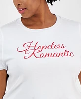 On 34th Plus Hopeless Romantic Graphic T-Shirt, Exclusively at Macy's