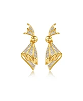 Oversize Cubic Zirconia Pave Butterfly Dangle Earrings