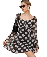 Avec Les Filles Women's Printed Empire-Waist Bell-Sleeve Dress