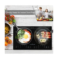 NutriChef Digital Dual Induction Cooktop with Adjustable Temperature Control and Ceramic Glass Top - PKSTIND48