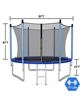 Gymax 8FT Jumping Exercise Recreational Bounce Trampoline for Kids W/Safety Enclosure