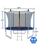 Gymax 10FT Jumping Exercise Recreational Bounce Trampoline for Kids W/Safety Enclosure