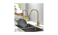 Slickblue Single Handle High Arc Pull-Out Kitchen Faucet Modern Design for Effortless Kitchen Use