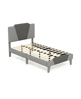 Sugift Full Velvet Upholstered Bed Frame with High Headboard