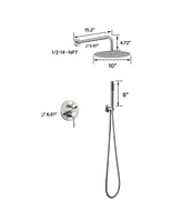 Flynama 2-Handle 1-Spray Round Faucet with 10 in. Rain Shower Headand Handheld Shower Head Set Valve Included