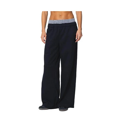 Edikted Women's Gingham Boxer Detail Sweatpants