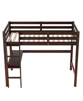 Slickblue Espresso Twin Loft Bed with Built-In Desk - Space-Saving Design for Kids' Room or Study Area