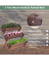 Slickblue 3-Tier Freestanding Wooden Planter Box Container for Gardening and Outdoor Decor