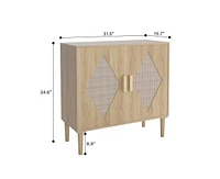 gaomon Sideboard Buffet Kitchen Storage Cabinet with Rattan Doors, Modern Rattan Storage Cabinet Free Standing Accent Cabinet for Living Room, Hallway