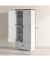 Homcom 69" Tall Kitchen Storage Cabinet with Adjustable Shelves, White