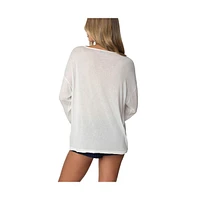 Edikted Women's Oversized Semi Sheer Long Sleeve T Shirt