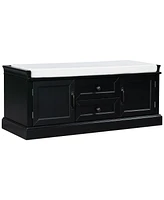 Slickblue Storage Bench with 2 Drawers and Cabinets Shoe Removable Cushion for Living Room Entryway