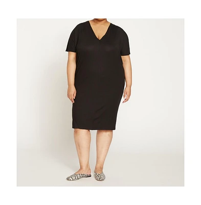 Universal Standard Womens Plus Teresa Liquid Jersey V-Neck Dress