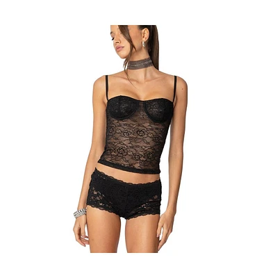 Edikted Womens Krissy Sheer Lace Cupped Corset