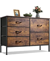 Wlive Dresser for Bedroom with 5 Drawers Wide Drawer Organizers Chest of Fabric Living Room Closet Hallway