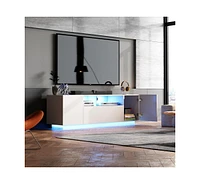Wlive Tv Stand for 65 Inch Tv Modern Entertainment Center with Led 58" Tv Console with Storage Cabinet Tv Stands for Living Room