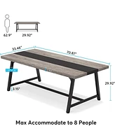 Tribesigns Dining Table for 8 People, 70.87-inch Rectangular Wood Kitchen Table with Strong Metal Frame, Industrial Large Long Dining Room Table for B